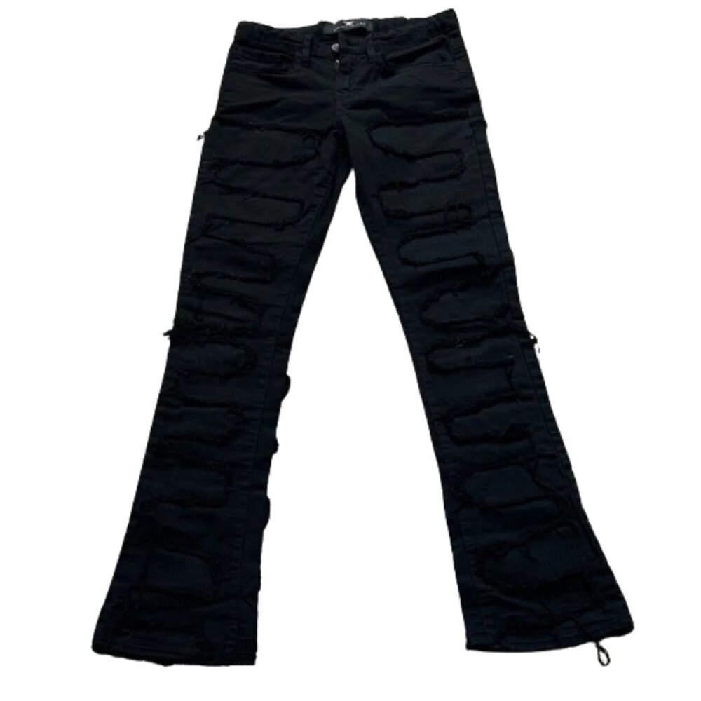 Jordan Craig Legacy Edition Kids Jeans Python Stacked Denim Jet Black - Size 12